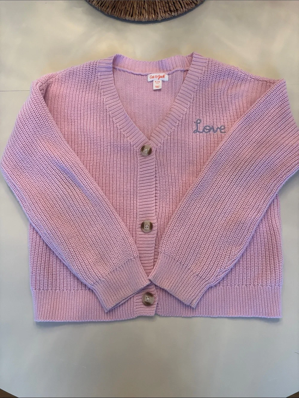 Cat & Jack Light Pink Knit 'Love' Cardigan for Kids